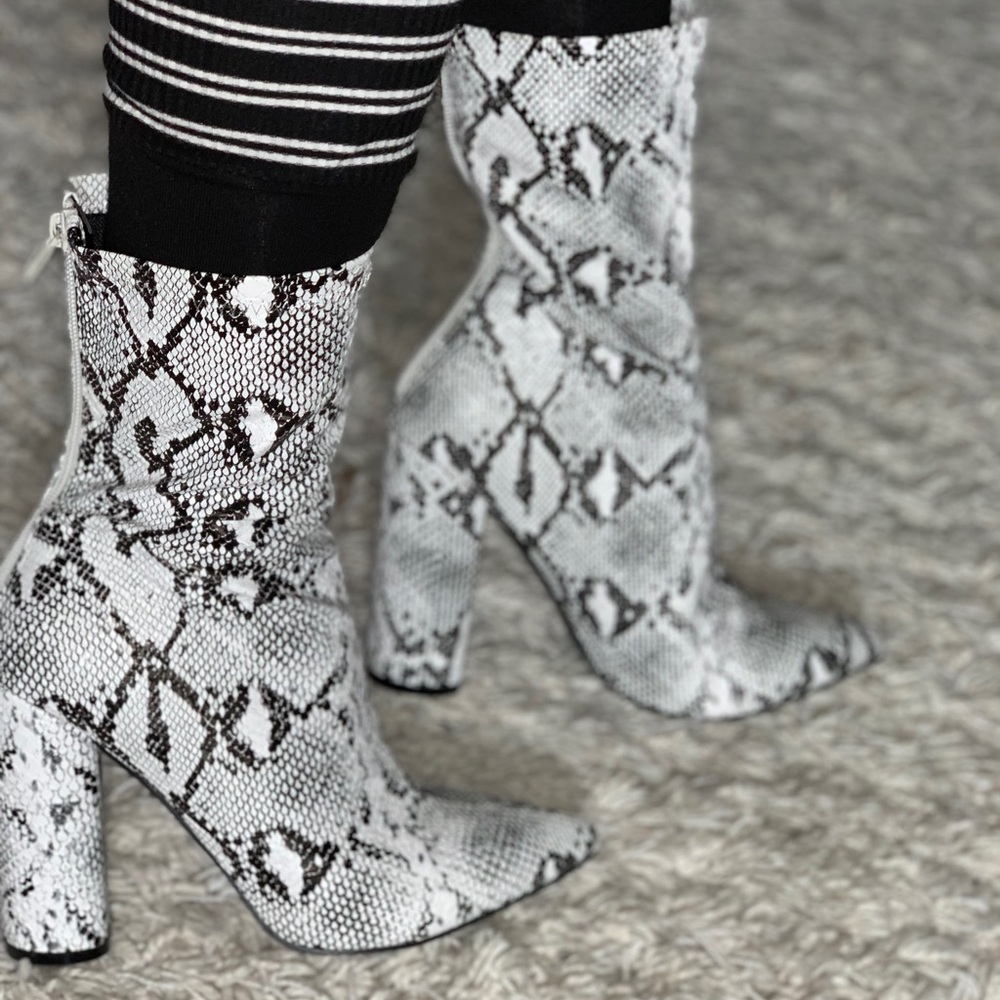 Snake print boots